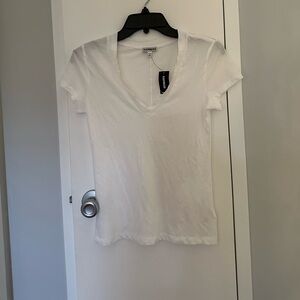 Reformation white plush slim crew tee